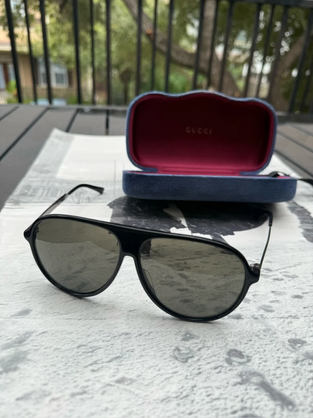 Gucci GG 0829SA 001 Mask Aviator Sunglasses Black Italian Frames